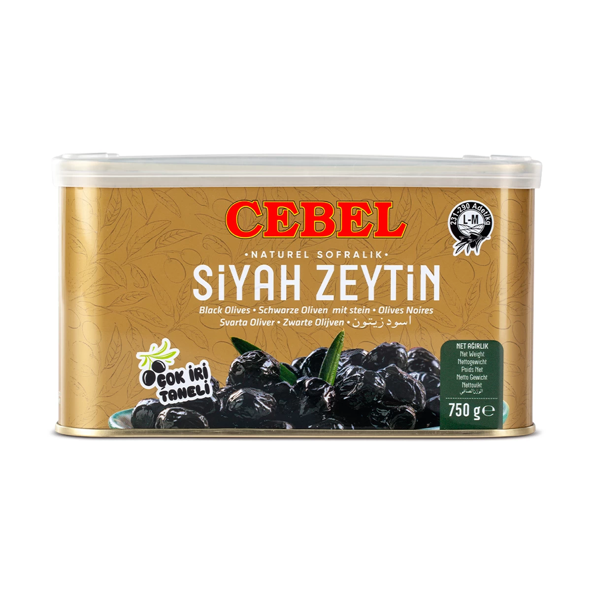 Siyah Zeytin L-M Kalibre 231-290 750 gr Tnk