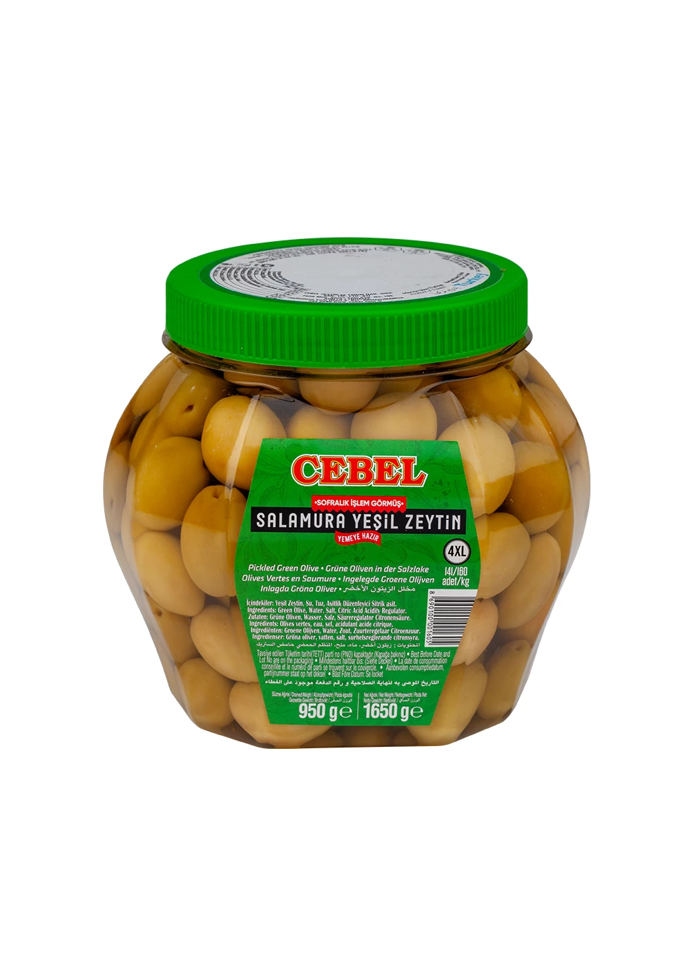 yeşil zeytin kokteyl 4xl kalibre 141-160 950 gr vak.